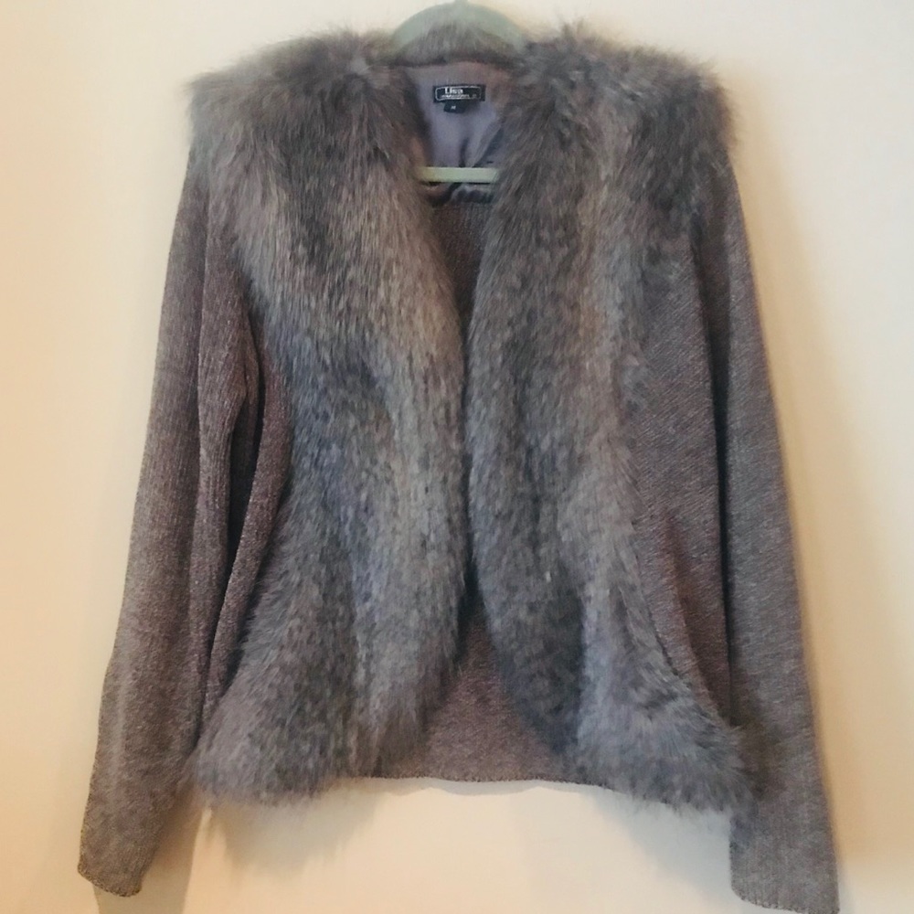 Faux Fur collar sweater, XL